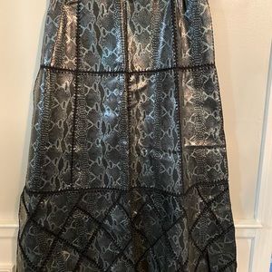 Vintage S.M.H. Black/Gray Maxi Leather Skirt Sz 16